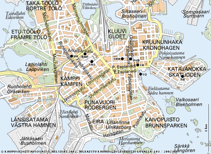 Map of Helsinki City Centre