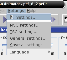 Accessing to the settings through the menu