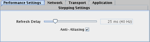 Performance settings panel