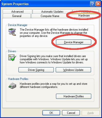 System Hardware tab