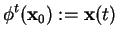 $\displaystyle \phi^t(\mathbf{x}_0) := \mathbf{x}(t)$