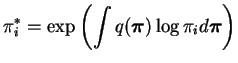 $\displaystyle \pi_i^* = \exp\left(\int q(\boldsymbol{\pi}) \log \pi_{i} d\boldsymbol{\pi}\right)$