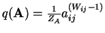 $ q(\mathbf{A}) = \frac{1}{Z_A}
a_{ij}^{(W_{ij} - 1)}$
