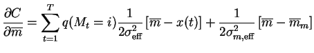 $\displaystyle \frac{\partial C}{\partial \overline{m}} = \sum_{t=1}^T q(M_t = i...
...c{1}{2 \sigma^2_{m, \text{eff}}} \left[ \overline{m} - \overline{m}_{m} \right]$