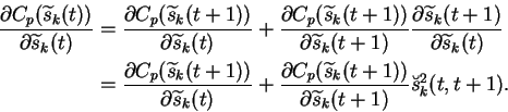 \begin{displaymath}\begin{split}\frac{\partial C_p(\widetilde{s}_k(t))}{\partial...
...artial \widetilde{s}_k(t+1)} \breve{s}_k^2(t, t+1). \end{split}\end{displaymath}