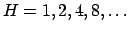 $H=1,2,4,8, \dots$