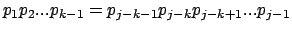 $p_1p_2...p_{k-1}=p_{j-k-1}p_{j-k}p_{j-k+1}...p_{j-1}$