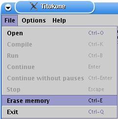 An illustration on how to select File --> Erase memory from the
  menu