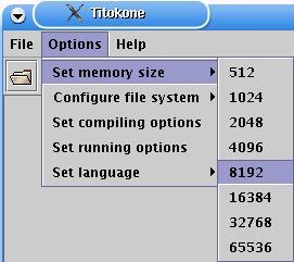 Change memory size -menu