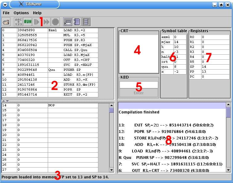 The runtime view, with different parts numbered