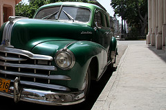 Old green car
